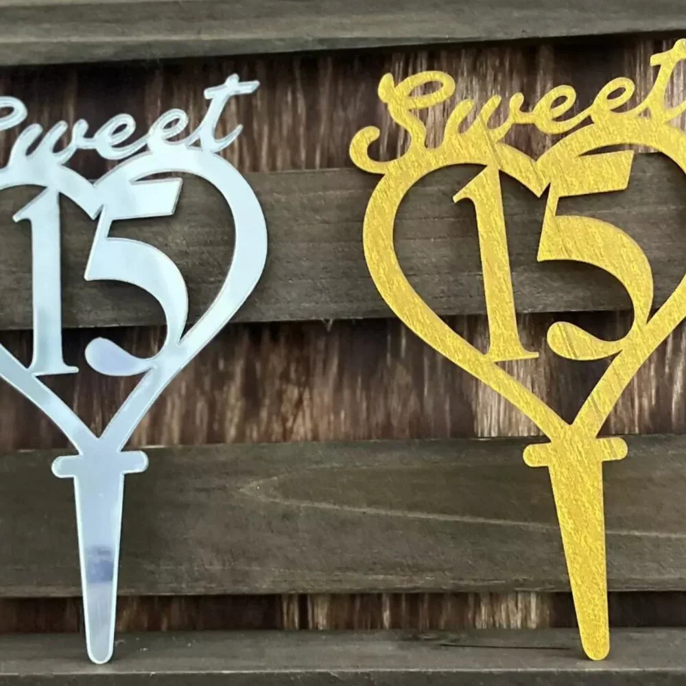 Plastic Heart Sweet 15 Cake Topper Mis Quince Años Decoration